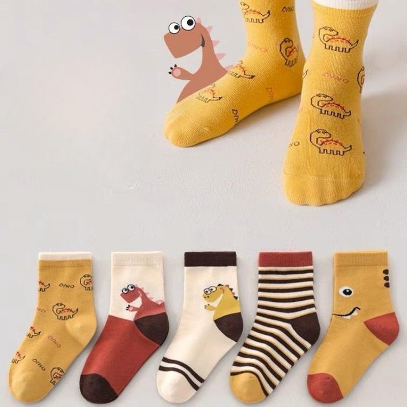 5 Pairs Kids Boys Socks Tennis Series Children Sport School Students Socks Spring Autumn Soft Cotton Toddler Mid Tube Sock