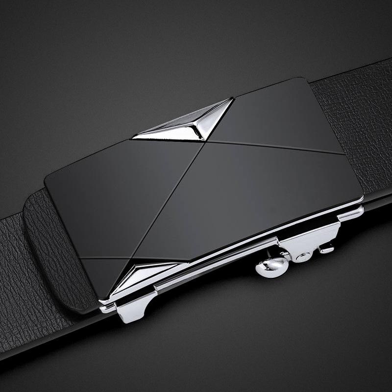 Belt Men'S Genuine Leather Toothless Automatic Buckle Cowhide Belt Casual Youth Business Non-Porous Belt