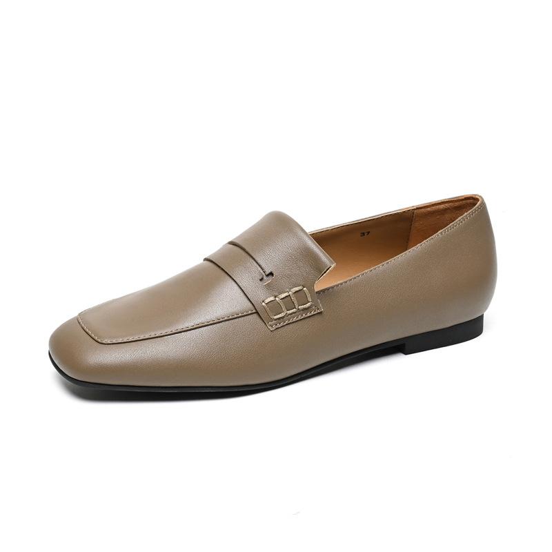 ODM wind square head flat bottom wind low-top small leather shoes fashion single shoe manufacturer