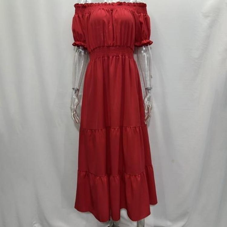 Women's Casual Dresses - Boho Off Shoulder Strapless Dress Elegant Anti Pilling Large Hem Adding Charm Popular Beach Party Streetwear