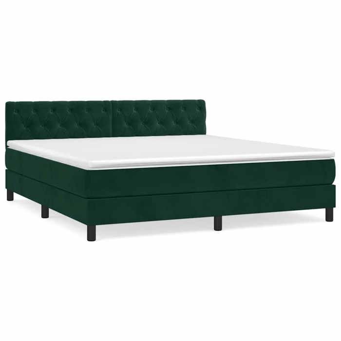 Maison Exclusive - Sommier à lattes de lit et matelas Vert foncé 160x200cm Velours