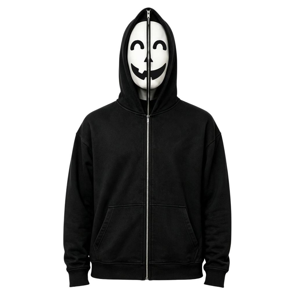Children's Casual Halloween Zip-Up Hoodie with Fun Graphic Print for Boys and Girls