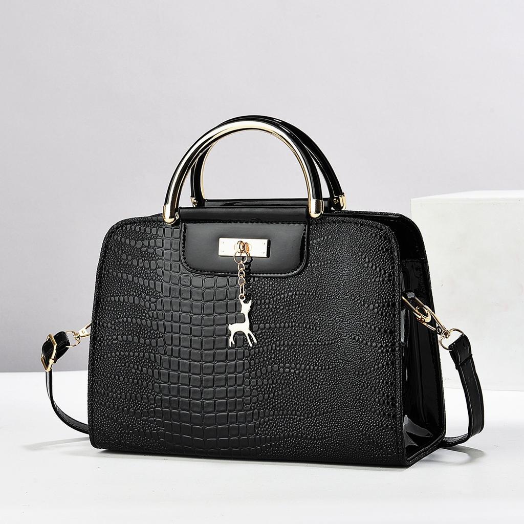 Bright leather stone pattern small square bag PU women's bag solid color handbag crossbody bag shoulder bag