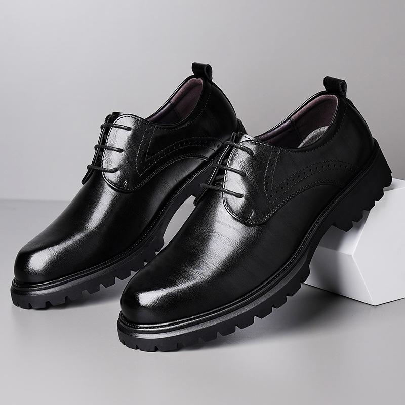 

Модные весенние английские туфли-дерби на платформе для мужчин, весна-осень, новые дизайнерские мужские туфли из коровьей кожи, свадебные туфли для мужчин 40 чёрный