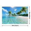 2D Summer Tropical Island Banner, Clear Ocean Palm Tree Backdrop for Party & Decor