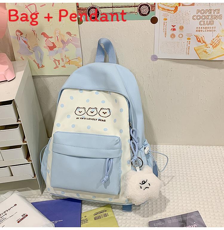 

Youthful Polka Dot School Backpack For Girls With Nylon And Comfort Fit Design Blue Small