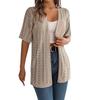 Women's Fashion Casual Hollow Short Sleeve Knitted Vacation Sunscreen Shirt Solid Color Cardigan Jacket