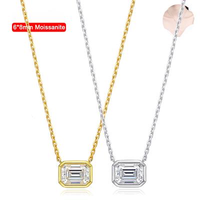 D Farbe 6*8mm 2 Karat Smaragd Schneiden Moissanite Anhänger Halskette Für Frauen S925 Sterling Silber Halskette schmuck
