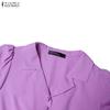 ZANZEA Women Casual Turn Down Collar Summer Short Sleeve Dress