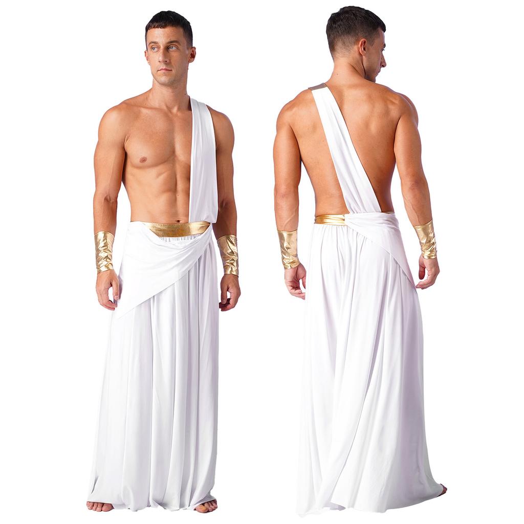 Men Ancient Greek God Costumes Roman Gladiator Halloween Cosplay Medieval Knight Warrior Role Play Outfits for Carnival Party