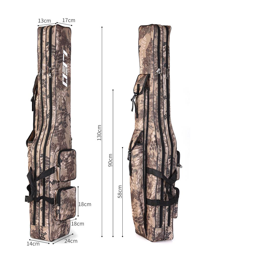 New LEO Double-layer Canvas Fishing Bag 1.3m Portable Fashion Extended Large Capacity Folding Fishing Rod Bag Fishing Gear Carrying Bag