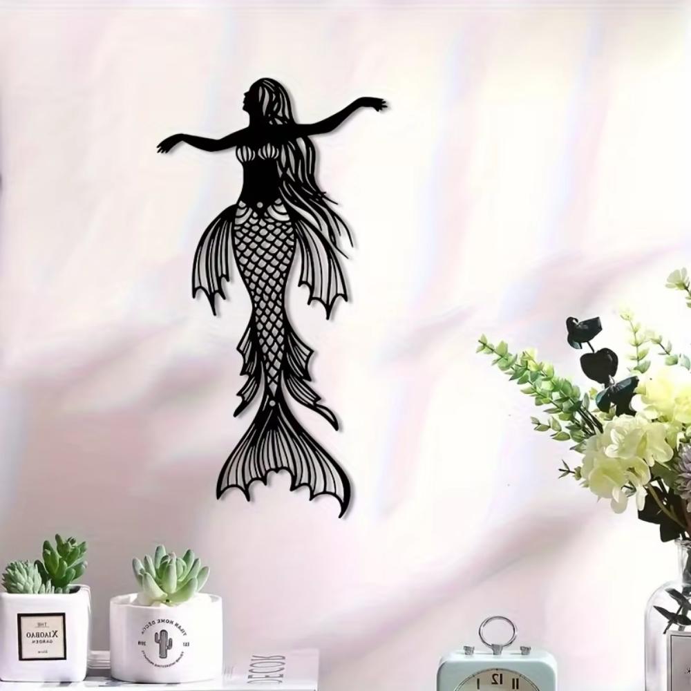 1 szt. Metalowa syrenka dekoracja ścienna, metalowa syrenka kotwica zewnętrzna rzeźba żelazna syrenka kotwica zewnętrzna dekoracja ogrodowa patio
