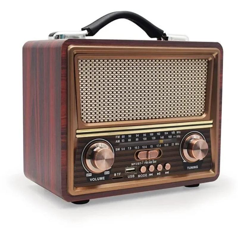 Wood Stero Wireless Bluetooth Speaker HIFI Sterero Mp3 Player Radio Receiver Rechargeable FM/AM/SW SUPPORT USB/SD/TF