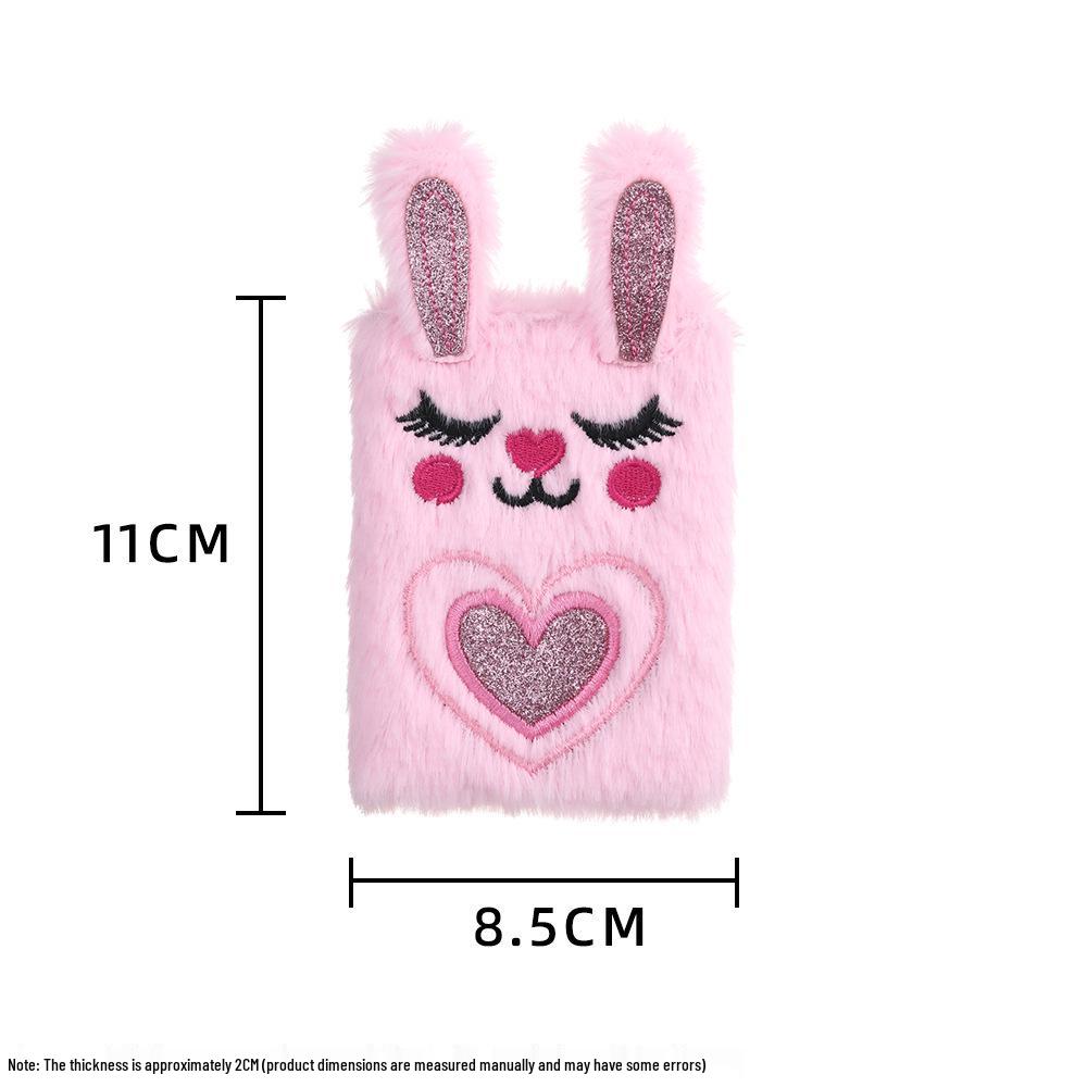 Mini Girly Plush Rabbit Notebook - Portable Diary for Kids