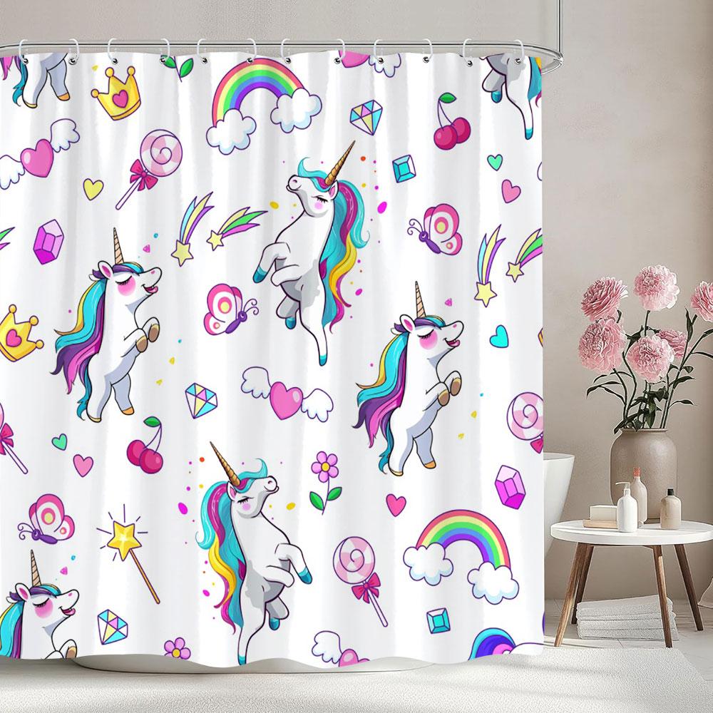 Cartoon Patterns Children's Shower Curtain Warm Girls Room Decoration Curtains Boys Shower Curtains Bathroom Decor With Hooks
