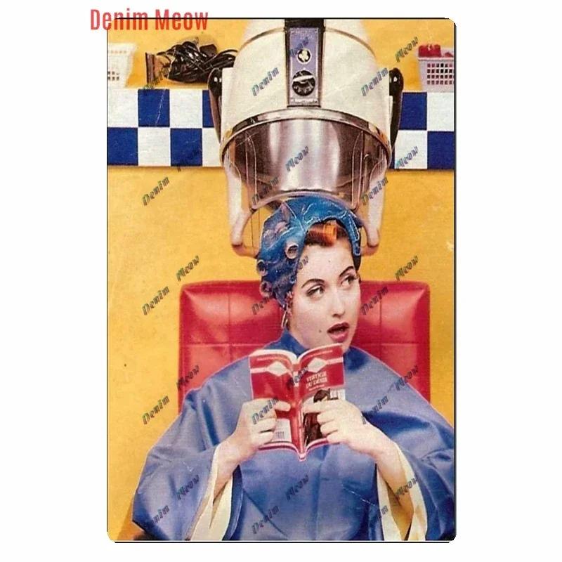 Vintage Hair Stylist Metal Tin Sign Tattoo Artist Metal Retro Hairdressing Salon Room Wall Home Decor 8x12 inch