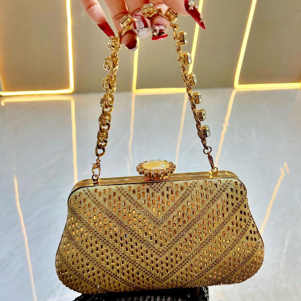 2025 Diamond Embedded Clutch Bag for Women Vintage Glitter Designer Luxury Handbag Lady Party Wedding Purse Clutch Shoulder Bags