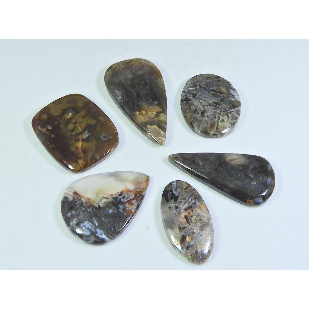 164Cts. Natural Tree Moos Agate Pear Shape Cabochon Loose Gemstone 06Pcs Lot C-329