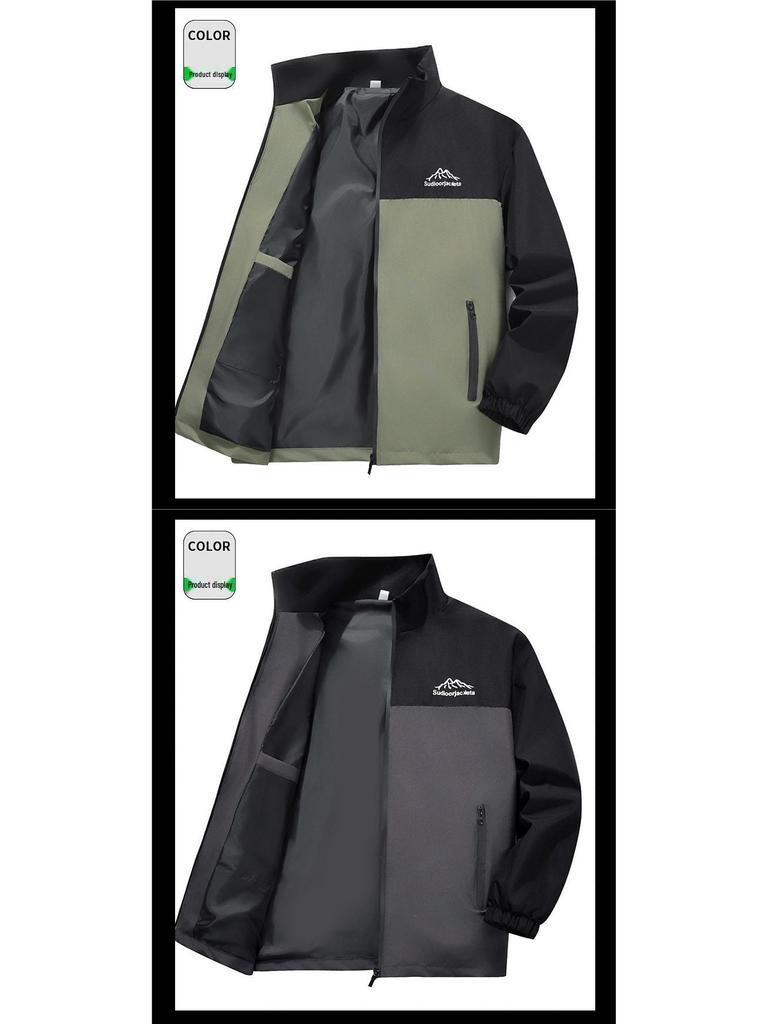 Men's Lightweight Stand Collar Windproof Waterproof Jacket for Spring and Autumn