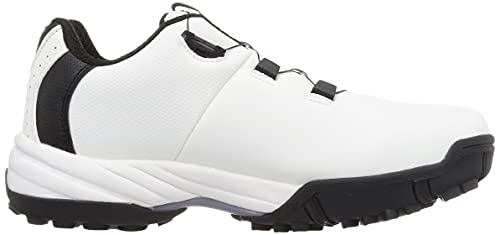Four Sense Herren Golfschuhe mit Zifferblatt, Spikeless, Sportschuhe, Trekkingschuhe, Wanderschuhe, Weiß/Schwarz, Größe 27.5cm