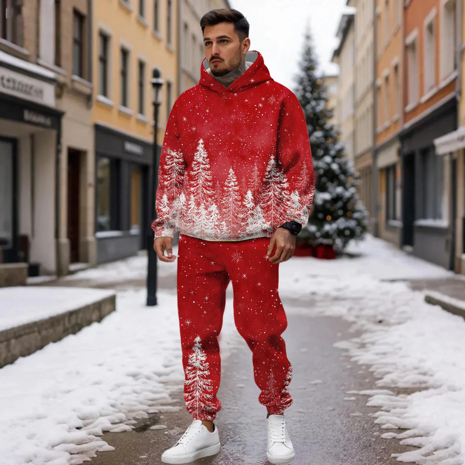 

Men s Casual Sports Solid Color Fleece Pullover Suit XL арбуз красный