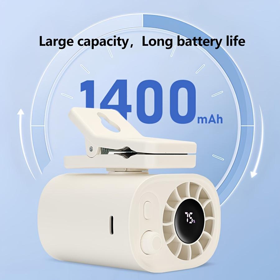 Portable Mini Fan, High-capacity High-speed USB Rechargeable Long-lasting Digital Display, Waist-mounted Fan/Desktop Fan