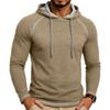 Men's Long Sleeve Hoodie Pullover Lightweight Athletic Sweatshirt with Drawstring Hood and Raglan Sleeves for Outdoor Sports and Casual Wear