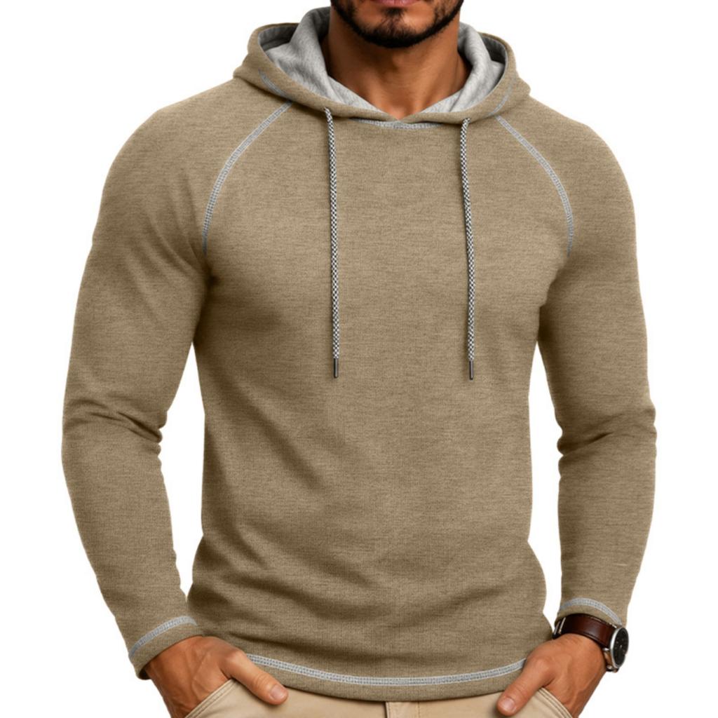 Men's Long Sleeve Hoodie Pullover Lightweight Athletic Sweatshirt with Drawstring Hood and Raglan Sleeves for Outdoor Sports and Casual Wear