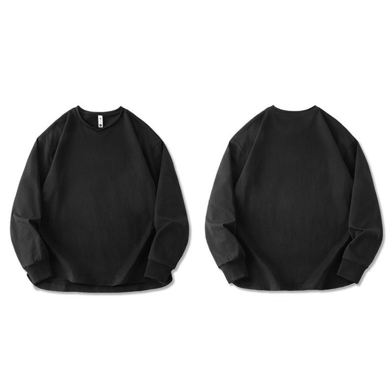 Men 100 Cotton Loose Long Sleeve Round Neck Casual Solid Vintage T Shirt