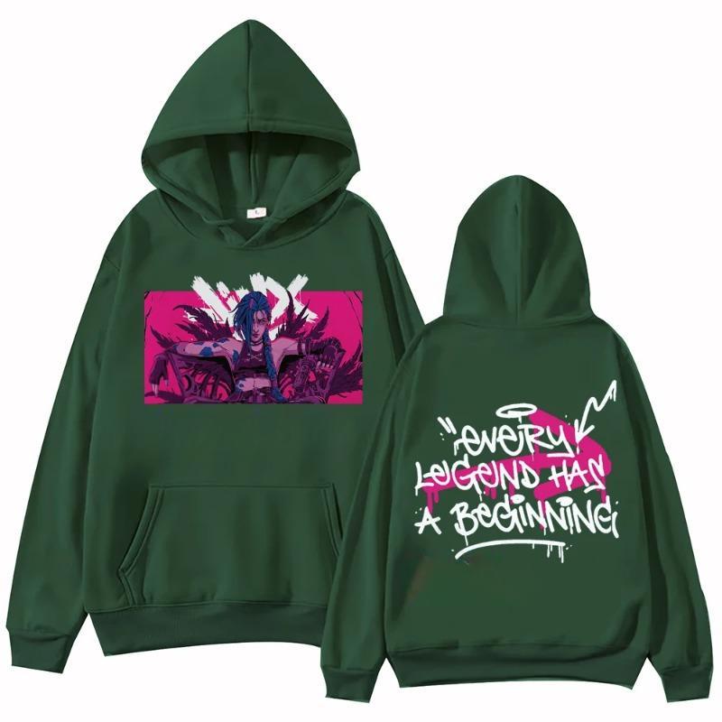 Hot Anime Arcane-Jinx Bluza z kapturem Harajuku Bluzy z kapturem Bluzy męskie i damskie Bluzy z kapturem Prezenty dla fanów Bluzy z kapturem i swetry Unisex