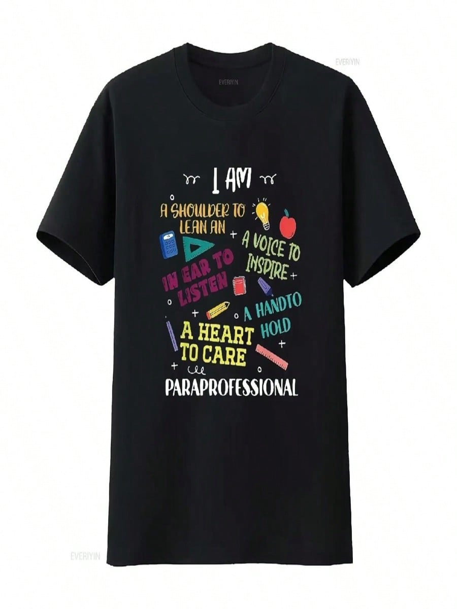 Heart To Care Paraprofessional Teachers Paraeducator Wounisex T Shirt Black XL Vintage Washed Graphic Homme Designer Clothes S разноцветный
