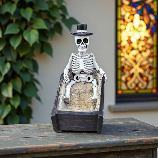 Yousheng Halloween Skull Ornament, Resin Skeleton Shape 3D Printed Figure, Portable Desktop Skull Figurine Tabletop Party
