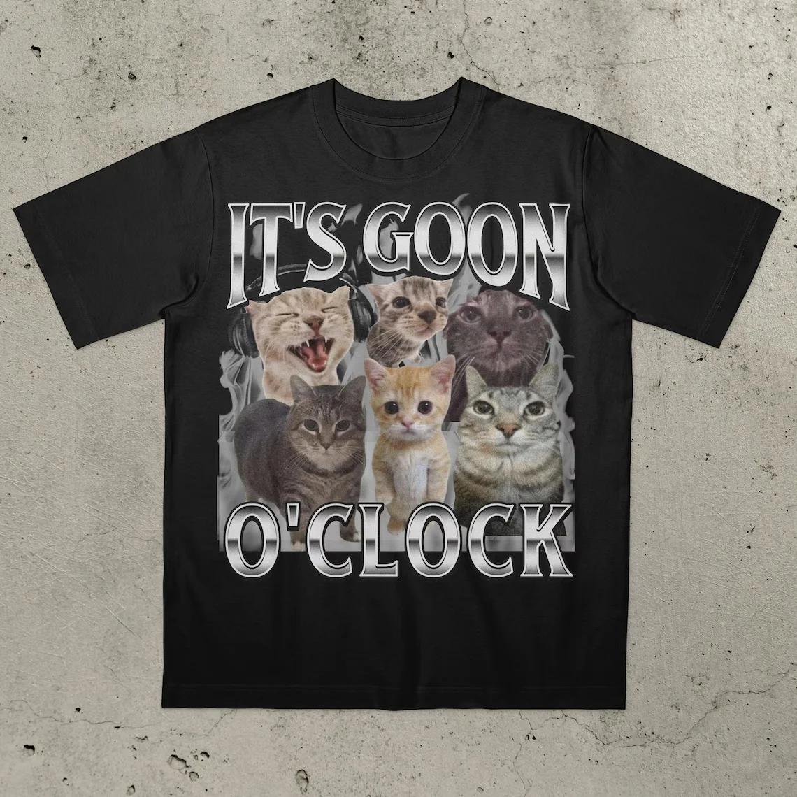 Ts Goon OClock Cat Shirt Funny Cat Shirt Ironic Cat Shirt Generation Z Shirt Gooning Shirt Goon Shirt Never Goon Shirt Tops L