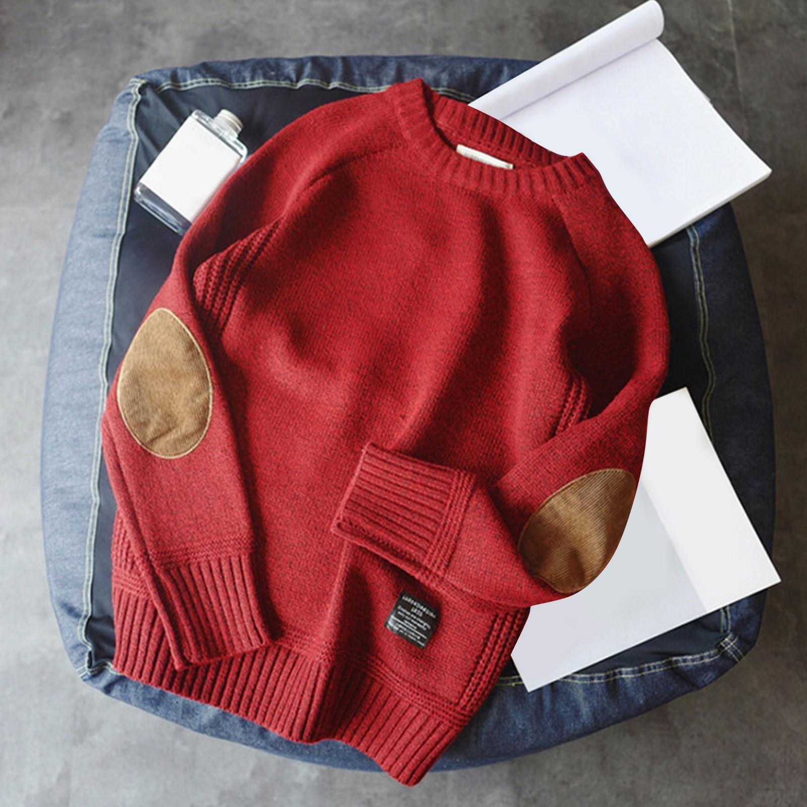 

Осенние и зимние повседневные трикотажные толстовки, свитера-пуловеры с круглым вырезом, мужские и женские внутренние топы XXXL красный