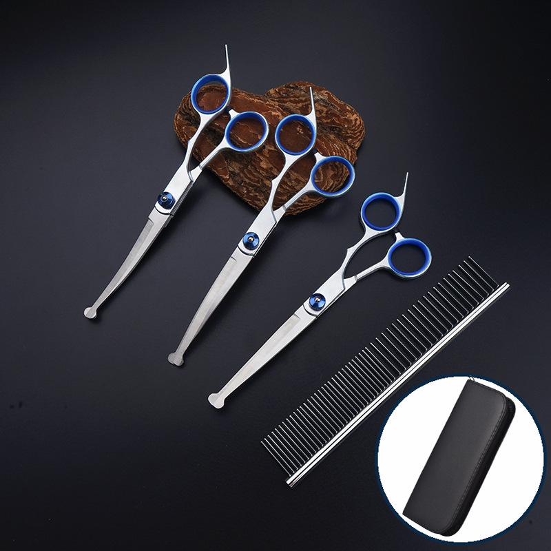 Professional Pet Grooming Scissors Set: Curved Trimming Shears for Dog Hair & Teddy Cuts