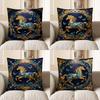 2D Gilt Horse With Butterflies Decorative Throw Pillow Pattern Cushion Cover Suitable For Sofa Bedroom Car Pillow Cover