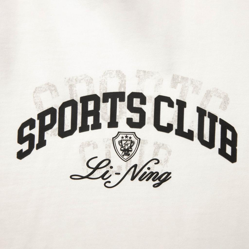 Li Ning Sports Lifestyle Series Casual Letter Print Round Neck Long Sleeve T-Shirt Women T-Shirt Off-White Dark-Red AHSV010-3