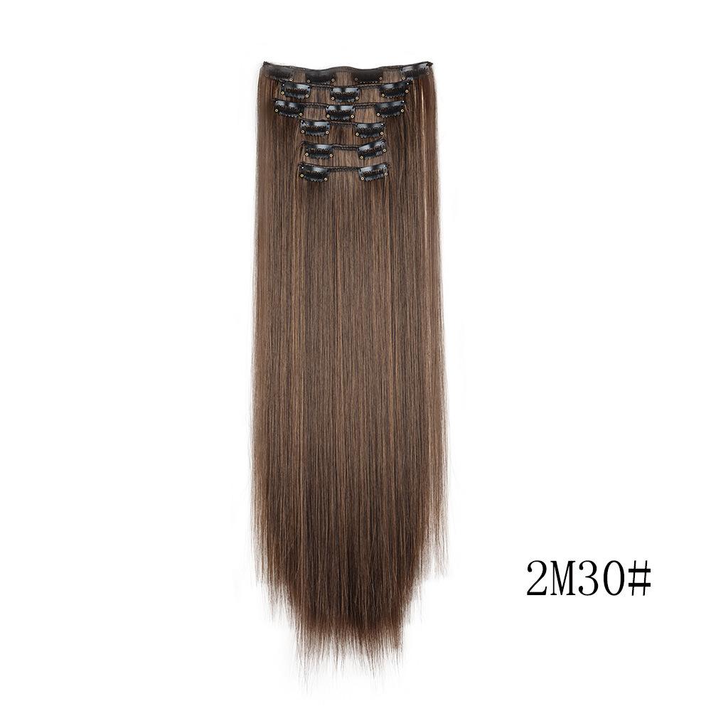 6PC Clip in Hair Extensions 24" Straight Long Extensions for Women Synthetic Hairpiece Highlight