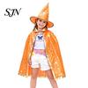 Mantello da Mago a Stelle per Bambini con Cappello per Ragazzi e Ragazze, Strega di Halloween Comodo Vestito Largo Costume di Scena Party Cosplay,
