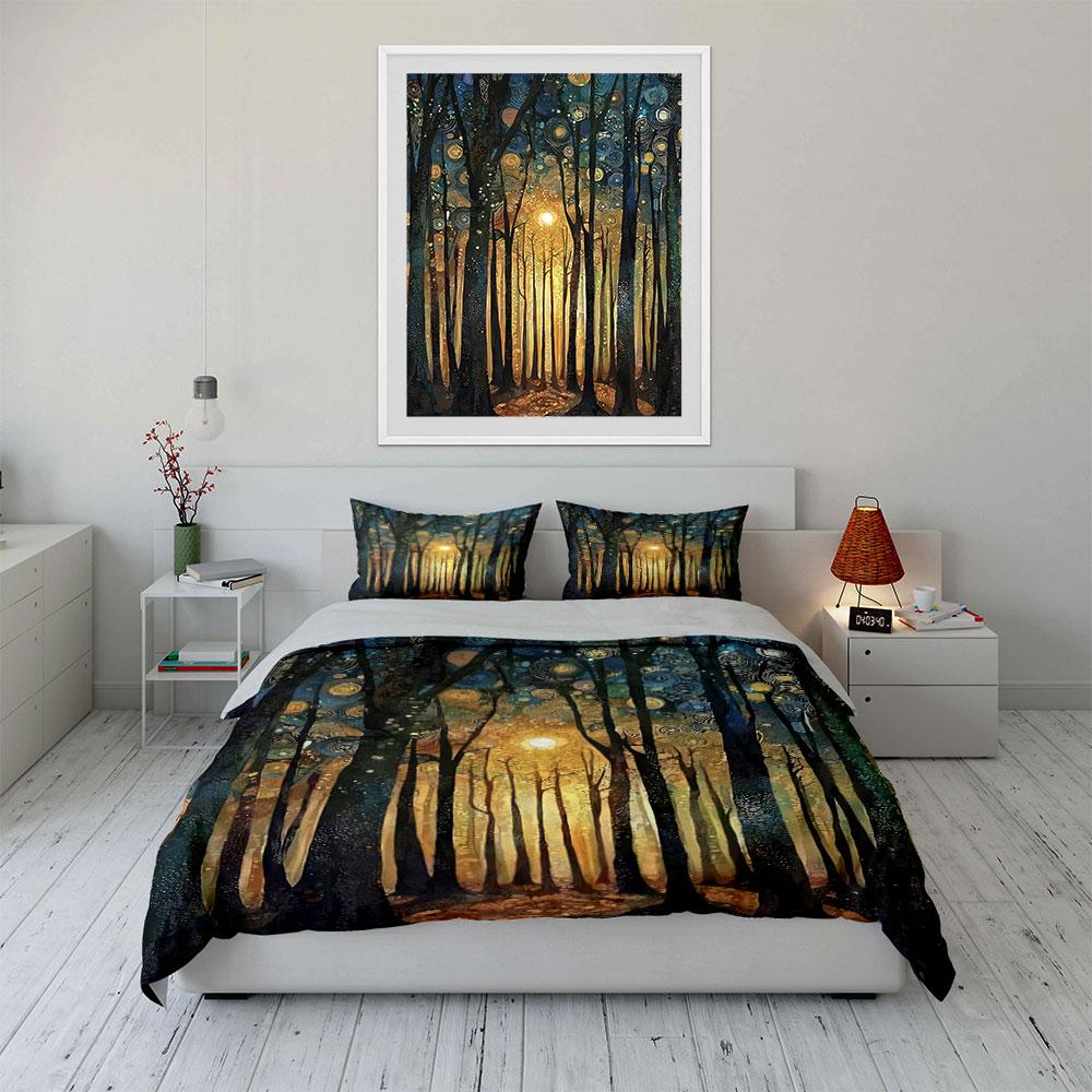 Glowing Forest with Swirls. Bedding Sets Duvet Cover Sets Duvet Covers Pillowcases(1 * Duvet Cover 2 * Pillowcases, Without Duvet Insert)