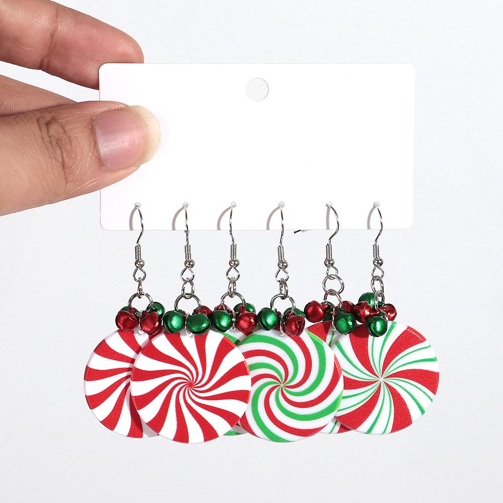 Colorful Sequin Acrylic Christmas Tree Drop Earring Set for Women Trendy Xmas Candy Bells Statement Earring Party Jewelry Gifts