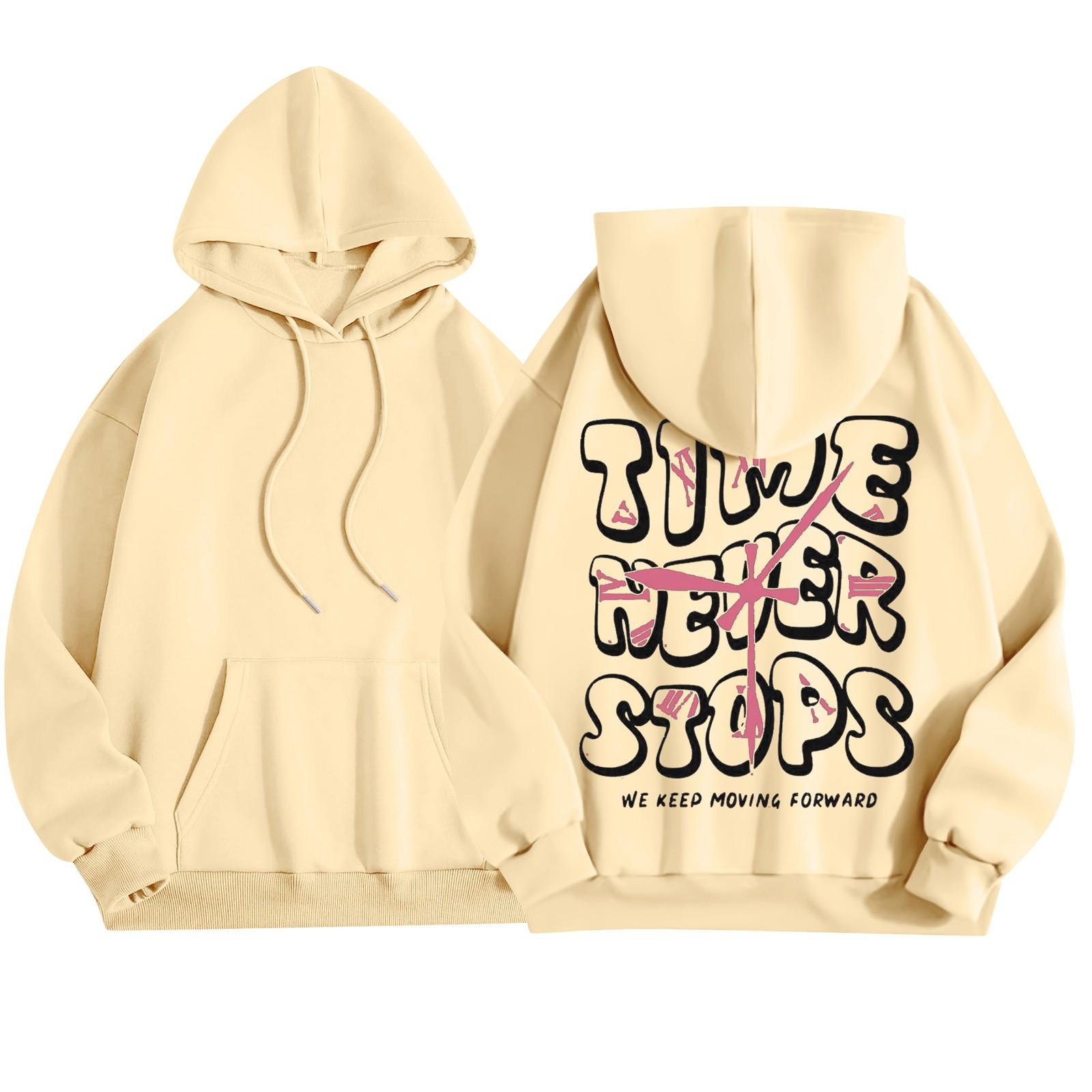 

Женская мода повседневная толстовка с длинным рукавом и круглым вырезом с принтом на Хэллоуин L бежевый