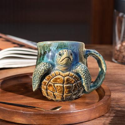 Kaffeetasse mit Oktopus, 3D-Meeresschildkröten, Meerjungfrauen, Wale, Delfine, Wassertasse für Meeresliebhaber, handgefertigte Tasse mit Meerestier-Statue, Geschenke für Ozean-Enthusiasten