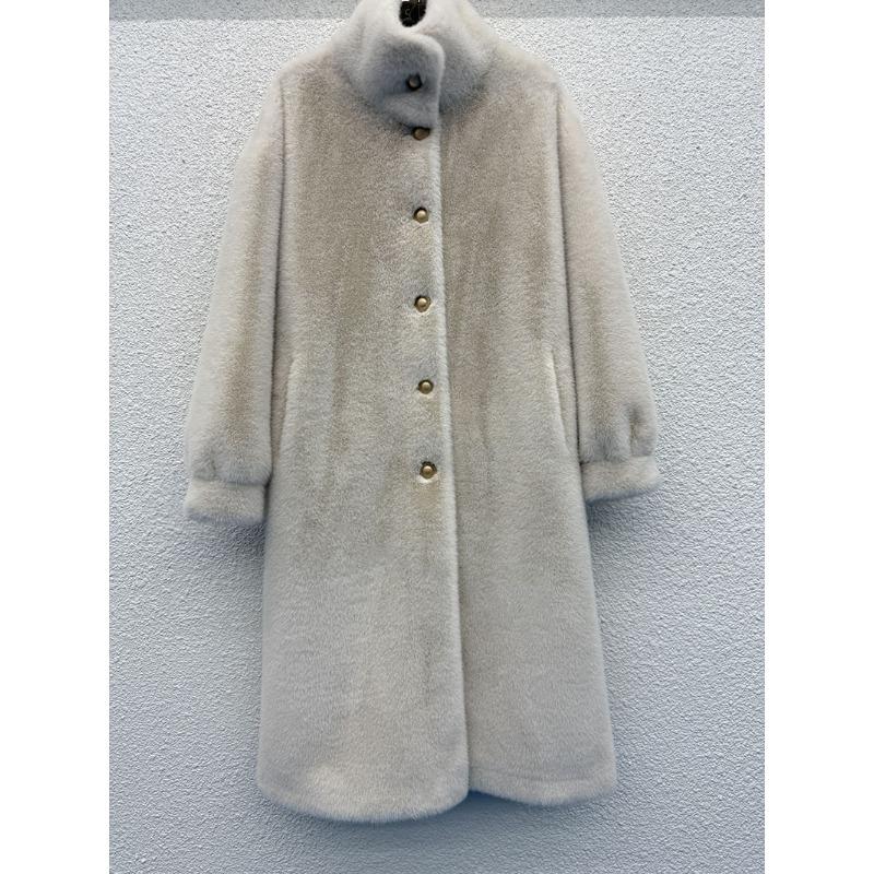 Haining Fur Fur Integrated Coat Women's Autumn and Winter New Fashion White with Extended Thickened Warm Top