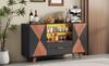 Kitchen Cabinet, Sideboard with LED Lighting, Drawers and Adjustable Shelves, Storage Cabinet for Dining Room and Living Room, 150 × 40 × 90 Cm