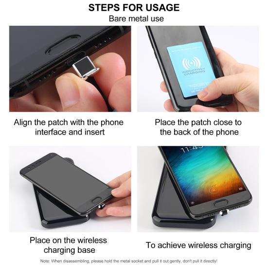 Wireless Charger Receiver Charge Mini 8Pin Universal Fast Type-C Qi Wireless Charging Pad