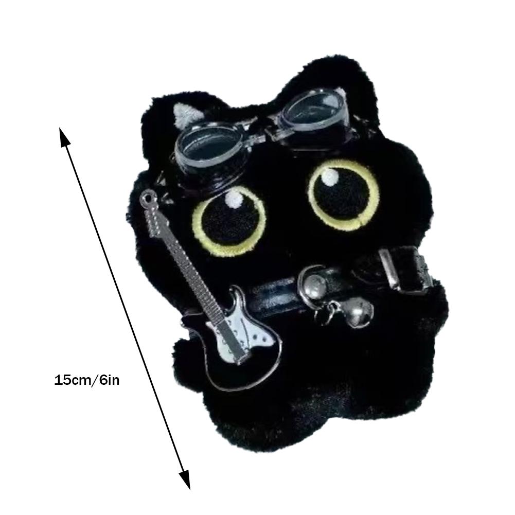 Cm 15 Keychain Rock Music Black Cat Plush Toy Guitar Cute Punk Style Doll Schoolbag Pendant For Friends Birthday Gift