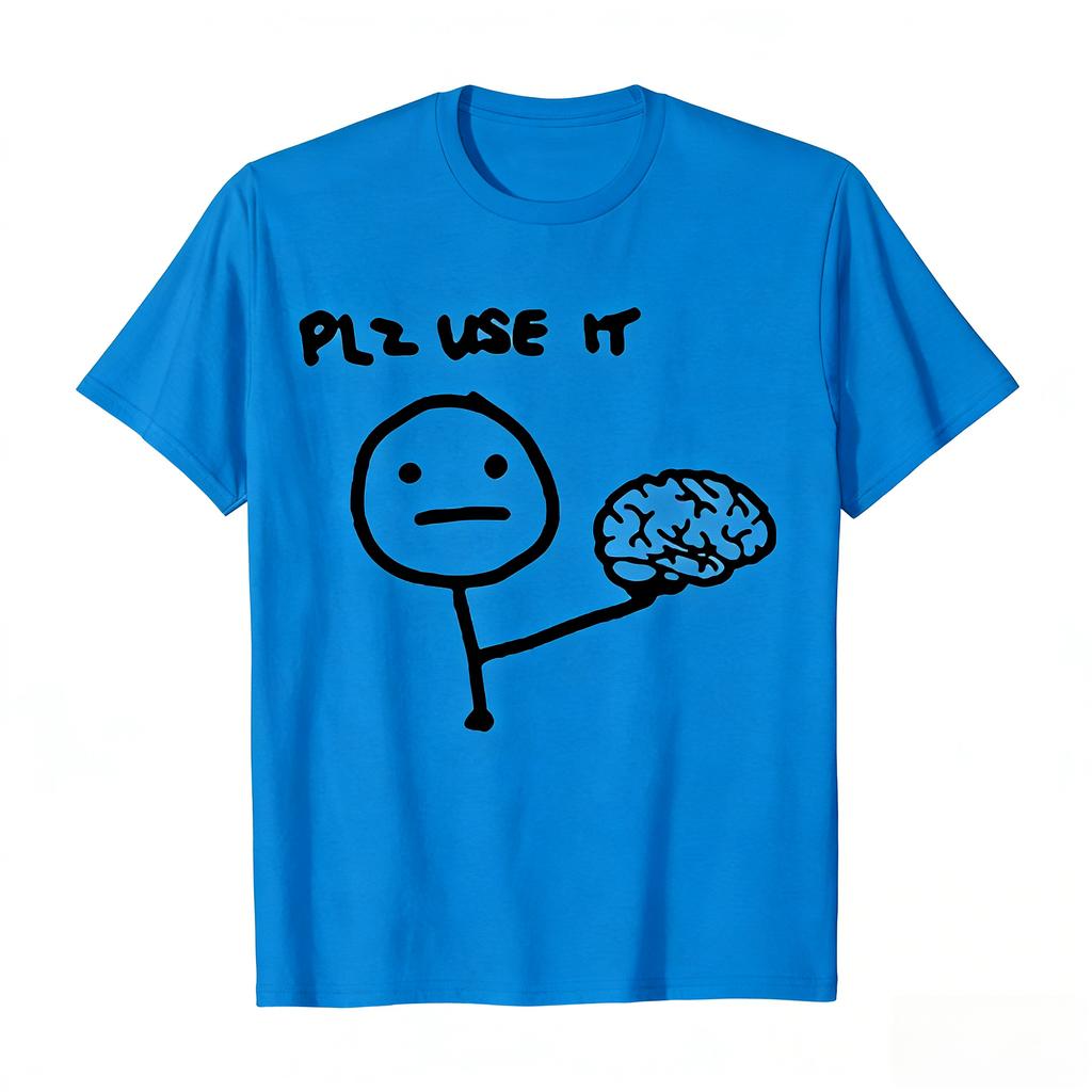 Funny Please Use This Your Brain Sarcasm men cotton TShirts Funny Graphic Y2k Tops Streetwear Short Sleeve
