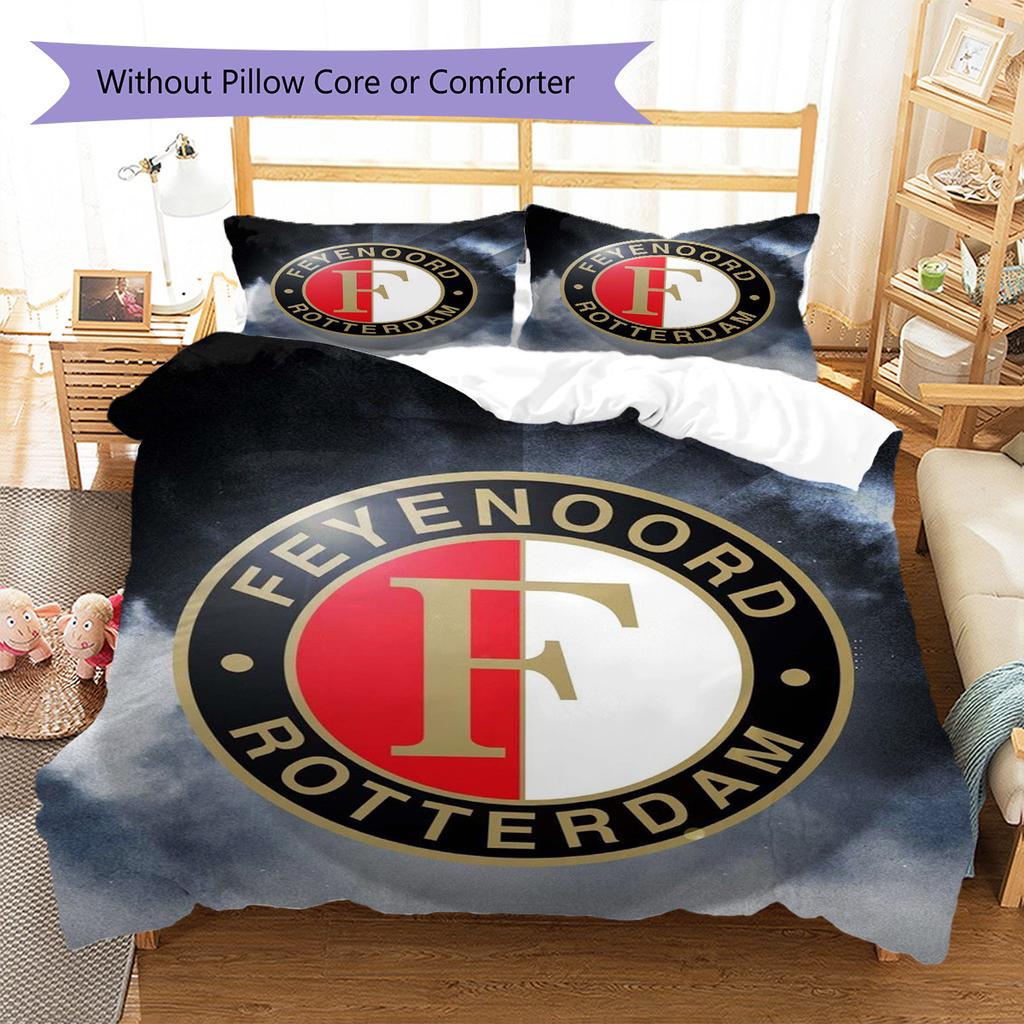 Feyenoord Pattern Bedding Quilt Set Quilt Cover Pillowcase Home Decoration Birthday Gift (1 * Duvet Cover + 2 * Pillowcase, Without Core)