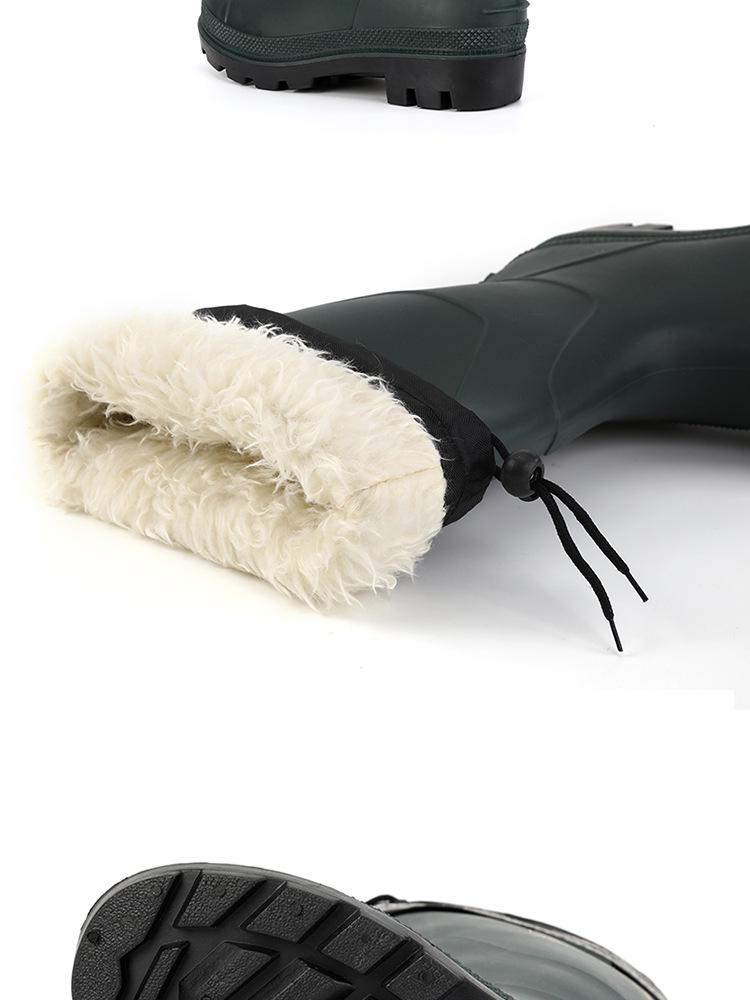 Men's 3531 High-Top Fleece-Lined Rain Boots with Reflective Strip and Cotton Lining - Waterproof Rubber Work Shoes